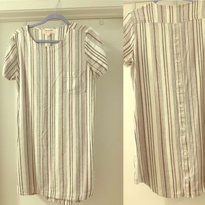 Cloth and Stone linen blend striped shirt dress